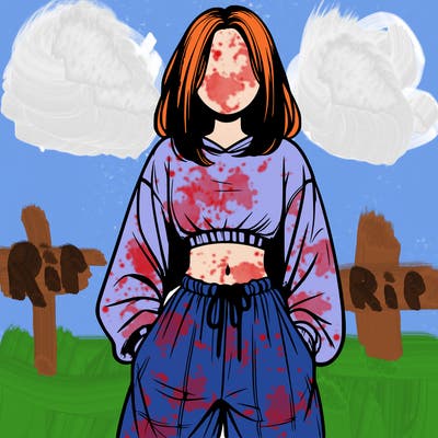 realistic girl faceless with baggy pants and a crop top