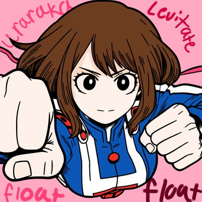 uraraka flying fists towards viewer