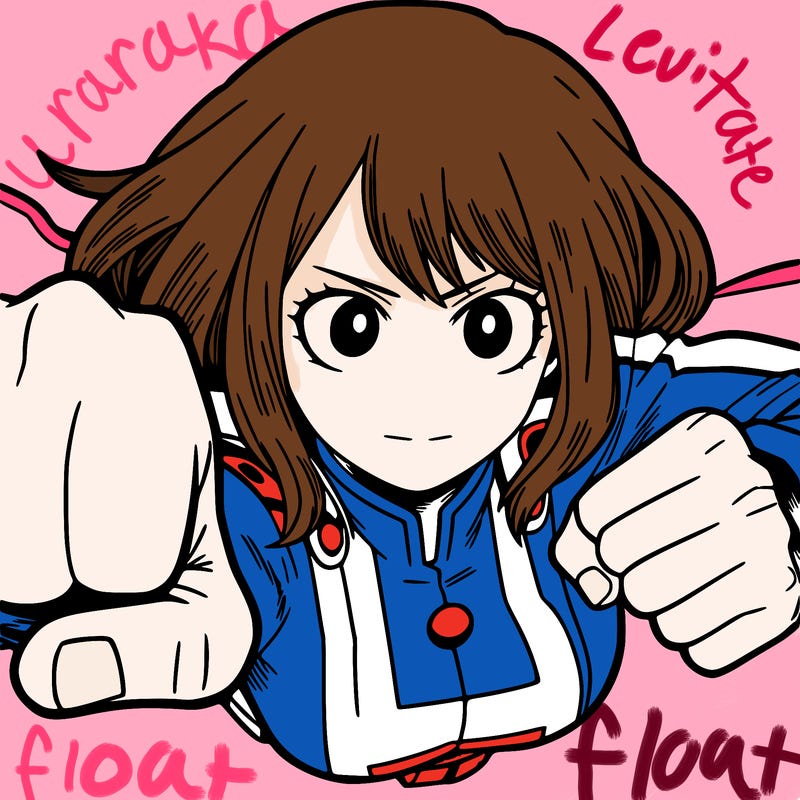uraraka flying fists towards viewer