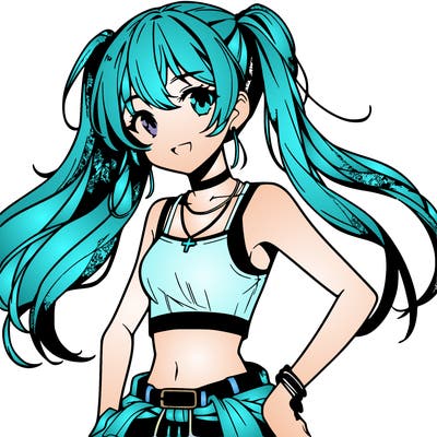 anime girl wearing crop top