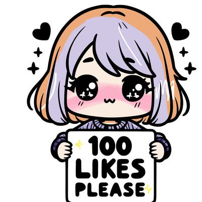 cute girl holding a sign saying 100 likes please