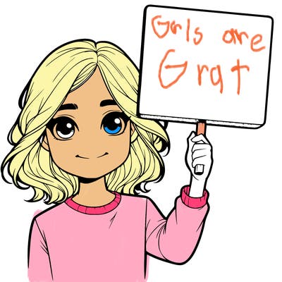 realistic girl holding up a sign