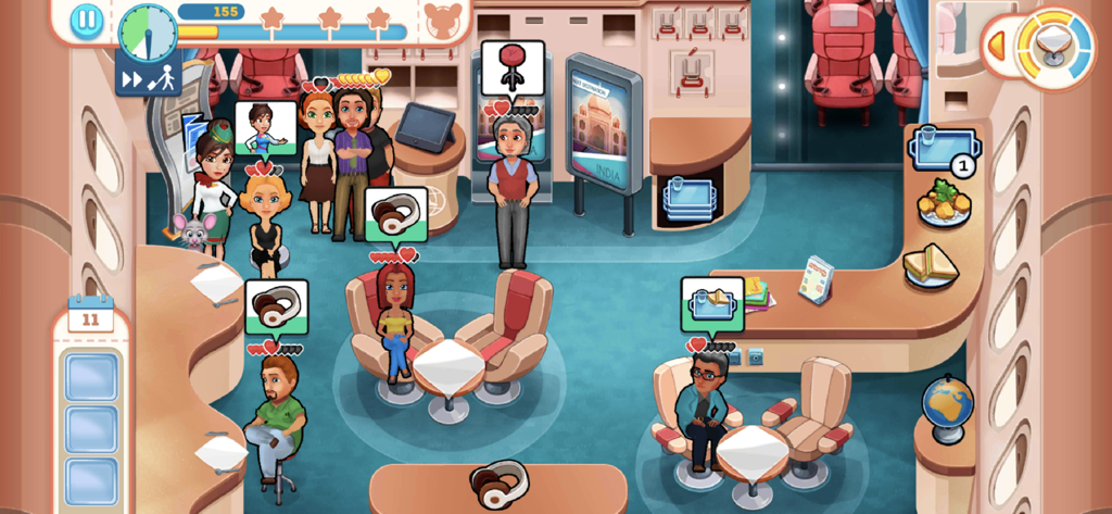 Amber the flight attendant manages passenger requests inside an airplane cabin in Ambers Airline 7 Wonders