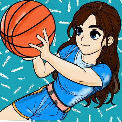 realistic girl playing basketball