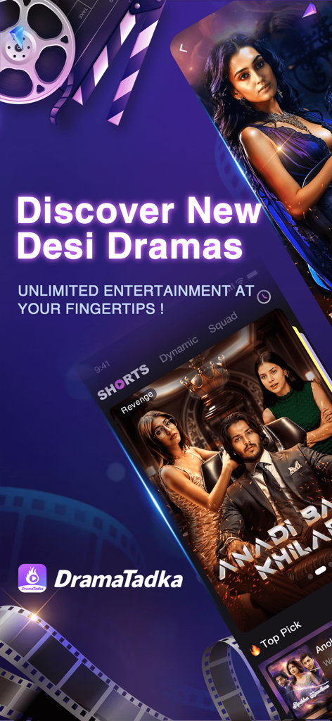 DramaTadka - Shorts & Live - Screenshot of DramaTadka app showcasing short desi drama series for mobile viewing