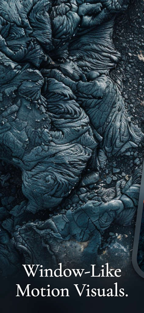 High definition close-up of volcanic rock texture showcasing Portal apps window-like motion visuals