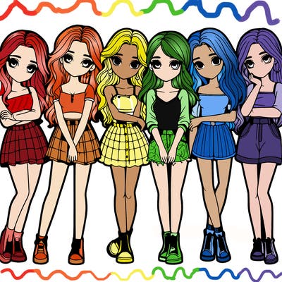 a group of girls realistic