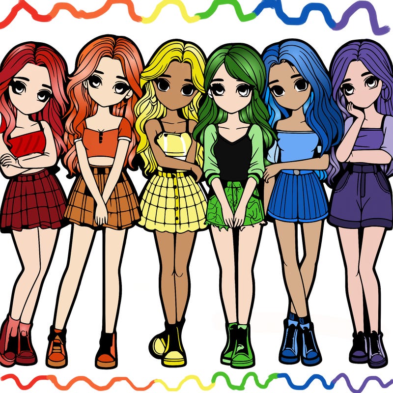 a group of girls realistic