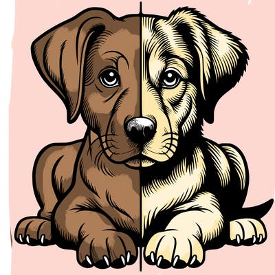 realistic dog split picture