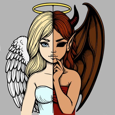 realistic angel half demon