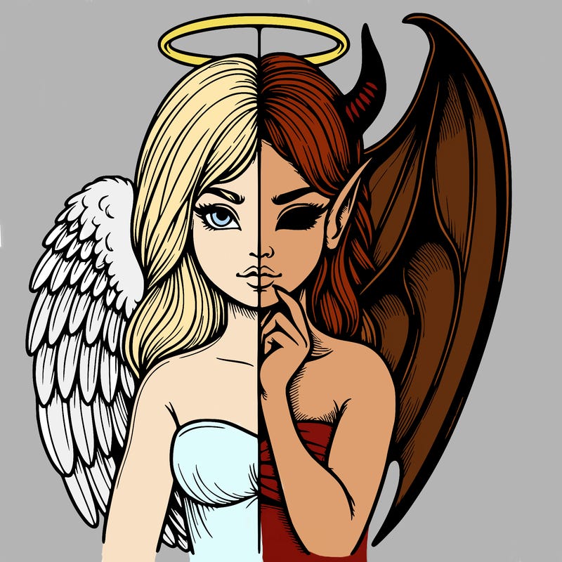 realistic angel half demon