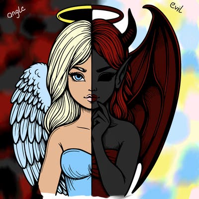 realistic angel half demon