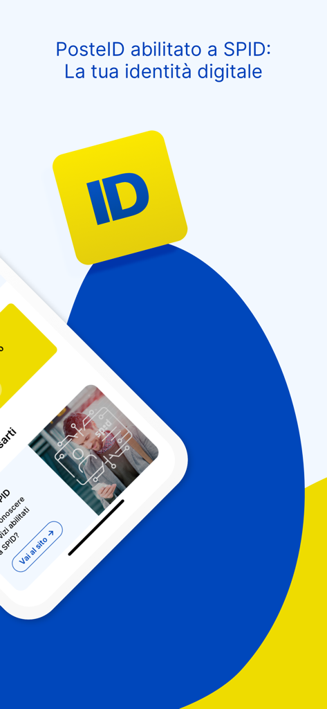 PosteID app screen displaying its function as a digital identity for SPID services.