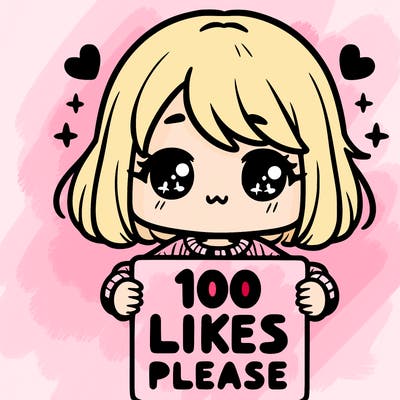 cute girl holding a sign saying 100 likes please