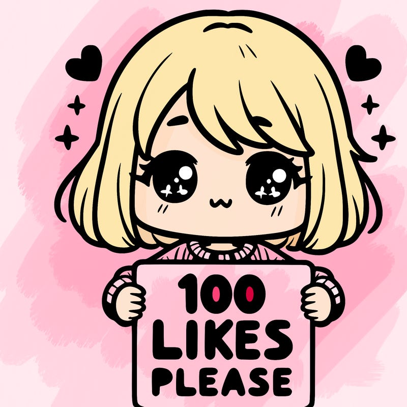 cute girl holding a sign saying 100 likes please