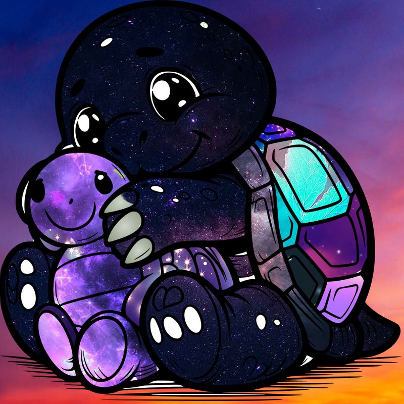 tortoise cuddling a soft toy