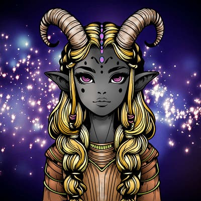 realistic alien girl with horns