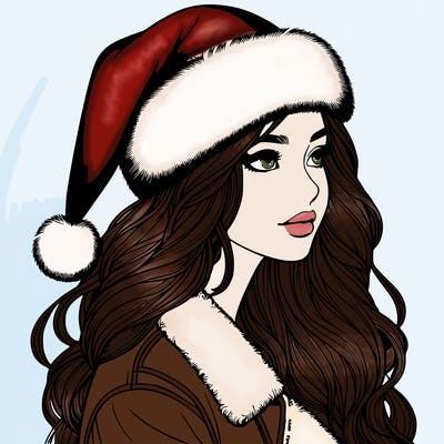 realistic girl in santa hat