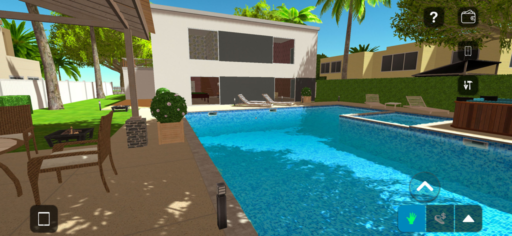 Maison moderne avec une piscine de luxe et un salon extérieur dans House Designer