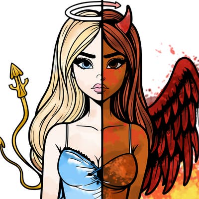 devil vs angel realistic girl