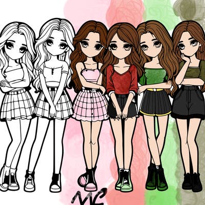a group of girls realistic