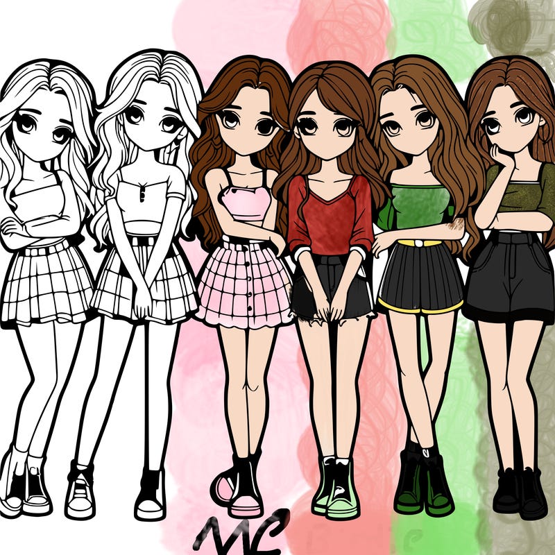 a group of girls realistic