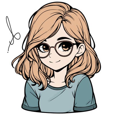 realistic girl with glasses