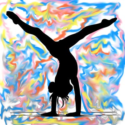 realistic gymnastic hand stand girl in four splits
