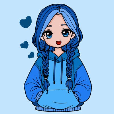a realistic girl with a oversized hoodie and she has braids