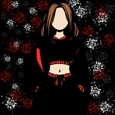 realistic girl faceless with baggy pants and a crop top