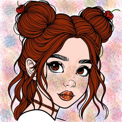 realistic girl with hair buns on her head