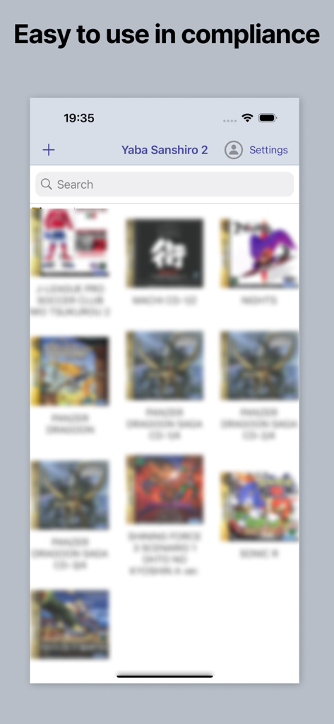 Yaba Sanshiro 2 app interface showing a library of Sega Saturn games