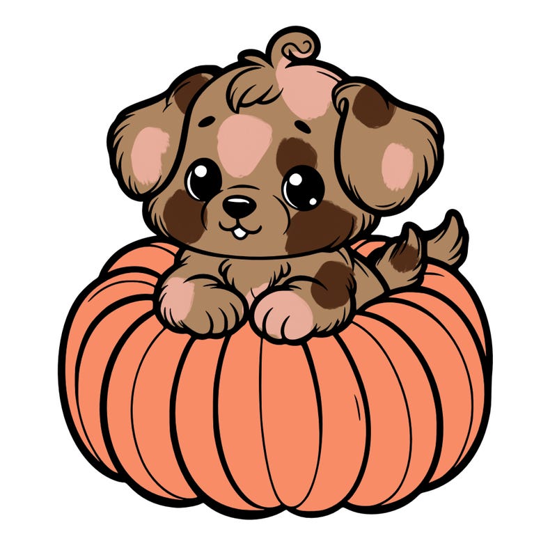 cute little puppy in a pumpkin