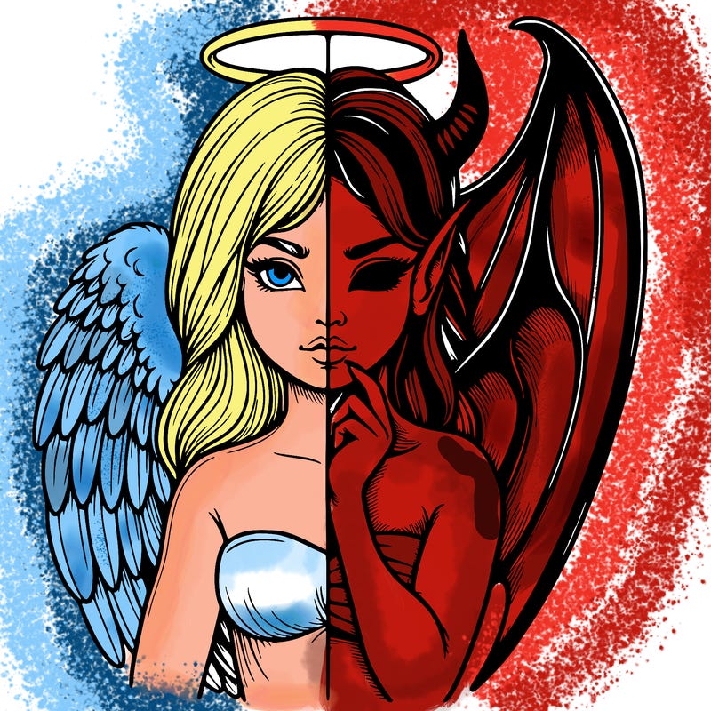 realistic angel half demon