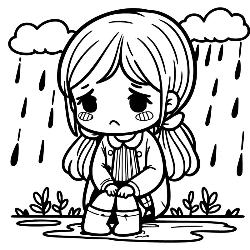 a sad girl in the rain