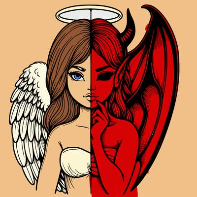 realistic angel half demon