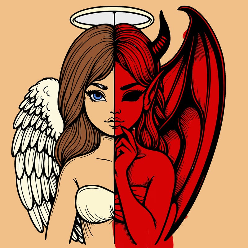 realistic angel half demon