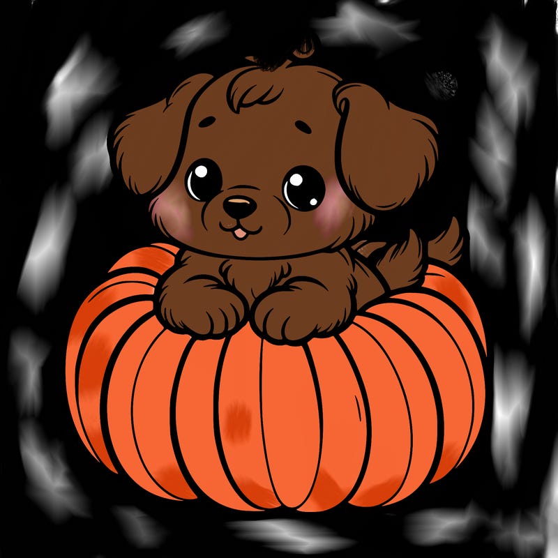 cute little puppy in a pumpkin