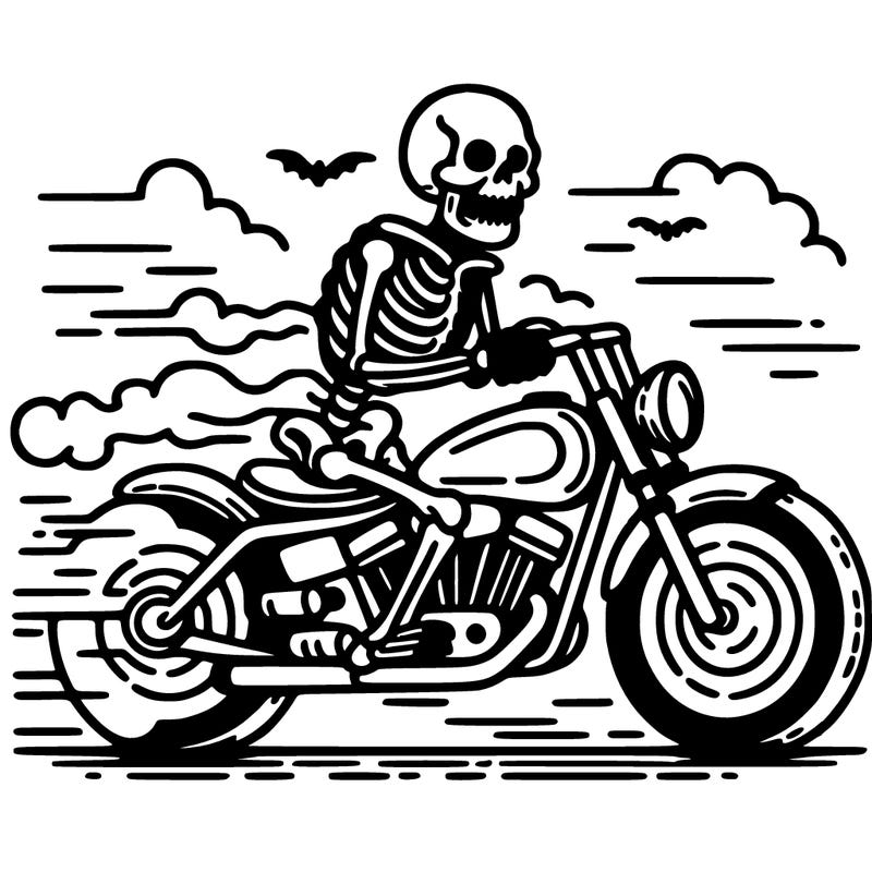 skeleton riding motorcycle