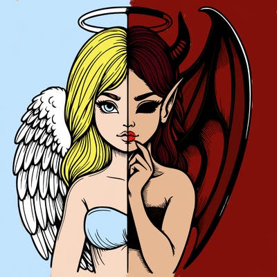 realistic angel half demon