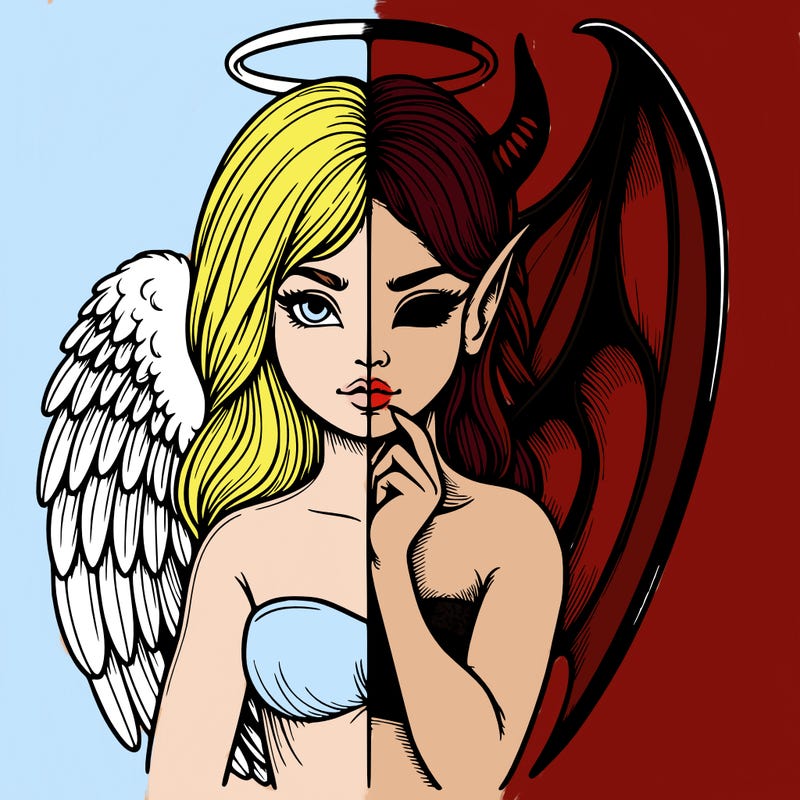 realistic angel half demon