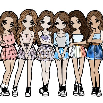 a group of girls realistic
