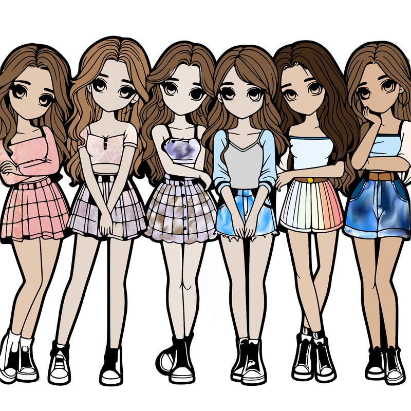 a group of girls realistic