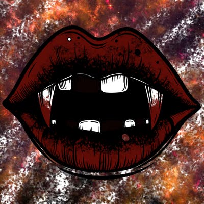 lips with vampire teeth