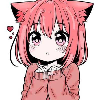 shy anime catgirl
