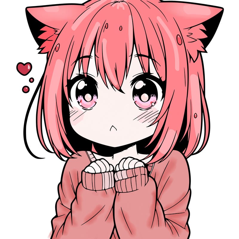 shy anime catgirl