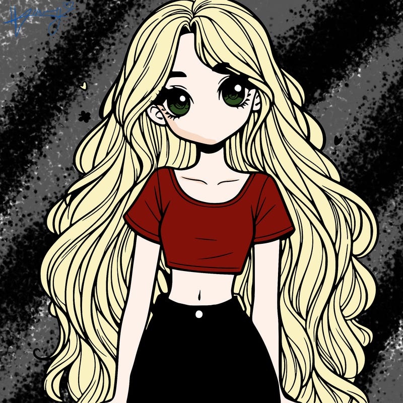 girl with long hair with jeans and crop top