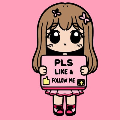 girl holding a sign that says pls like and follow me