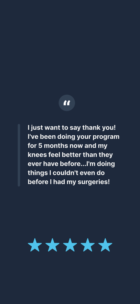 ATG Online Coaching - A five star user review for ATG Online Coaching highlighting successful knee recovery