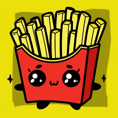a cute. french fries